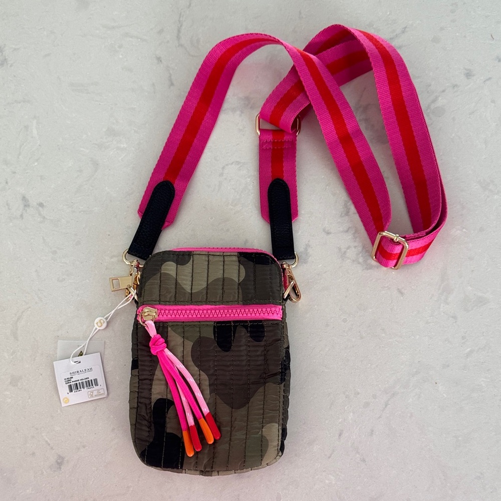 Shiraleah Camouflage Crossbody Bag with Pink and Orange Accents